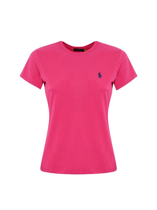 T-shirt con logo pony in cotone Pink POLO RALPH LAUREN | 211898698031